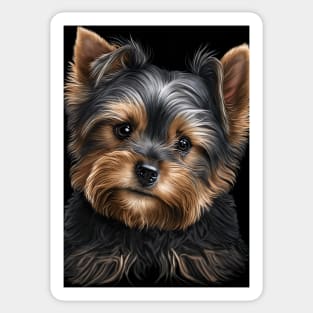 Super Cute Yorkshire Terrier Puppy Portrait Sticker